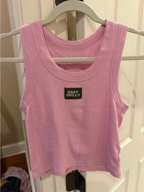 Daily Drills Light Pink Ribbed Ribbon Tank Size M/L